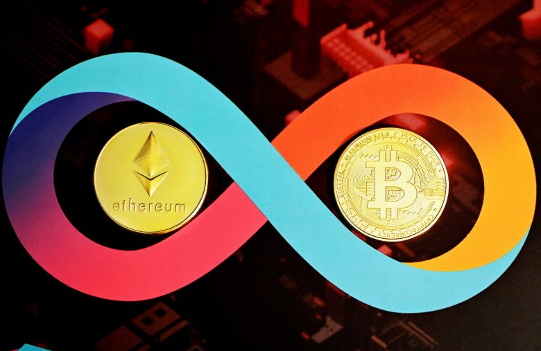 ethereum och bitcoin logotypar