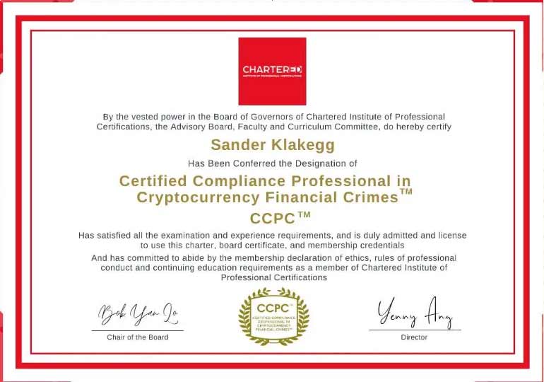 Certified Compliance Professional in Cryptocurrency Financial Crimes (CCPC)