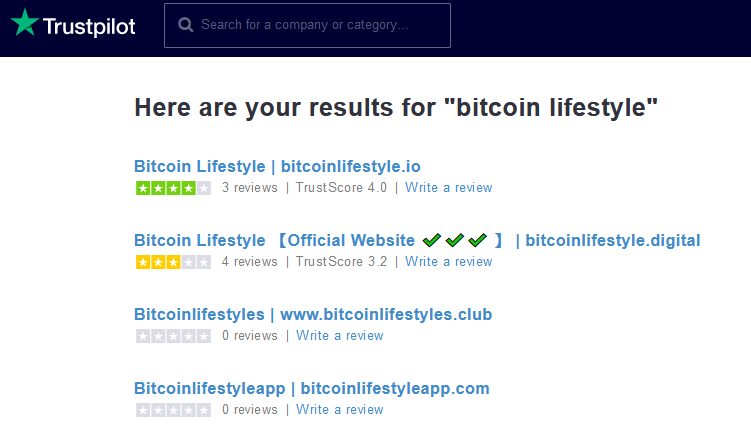 Trustpilot omdömen om Bitcoin Lifestyle