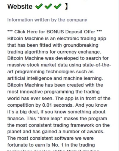 Bitcoin Machine hävdar att den har fått en utmärkelse från Global Trading Group