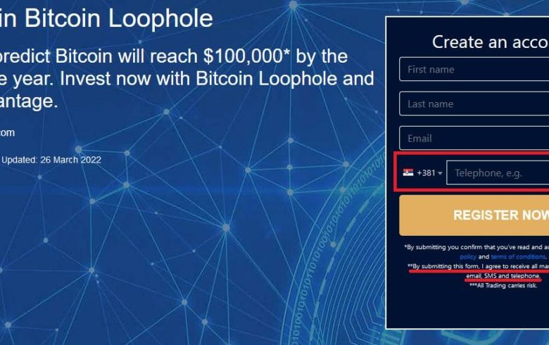 registreringsformulär Bitcoin Loophole