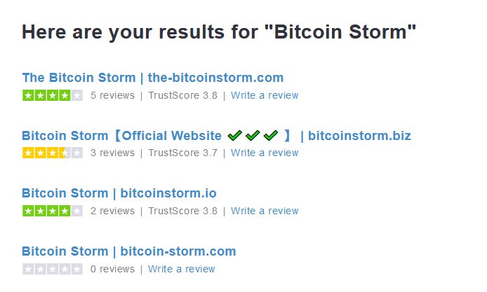 Trustpilot omdömen om Bitcoin Storm