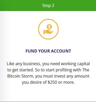 Bitcoin Storm vill att vi ska kasta exakt $250 på deras plattform